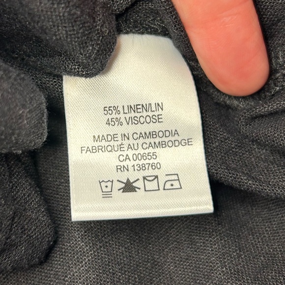 Black Linen Short Sleeved Button Up Shirt - Picture 3 of 4